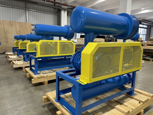 DN200 30-132 kw 10-80 kpa ルーツ ローータリー ロブ 吹風機 空気冷却 青色